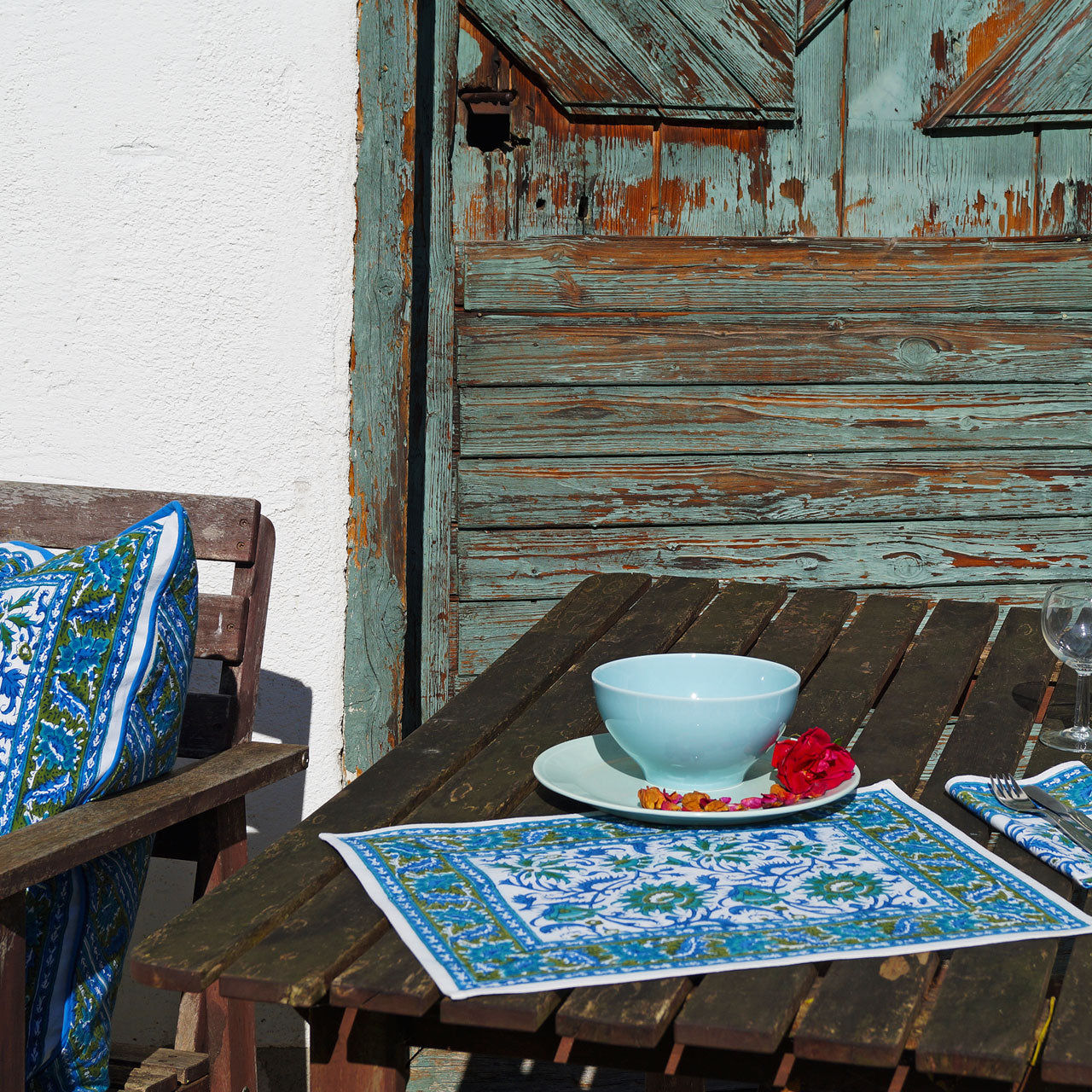 Platzsets (6 Stck.) Blockprint Blue Summer 35x45