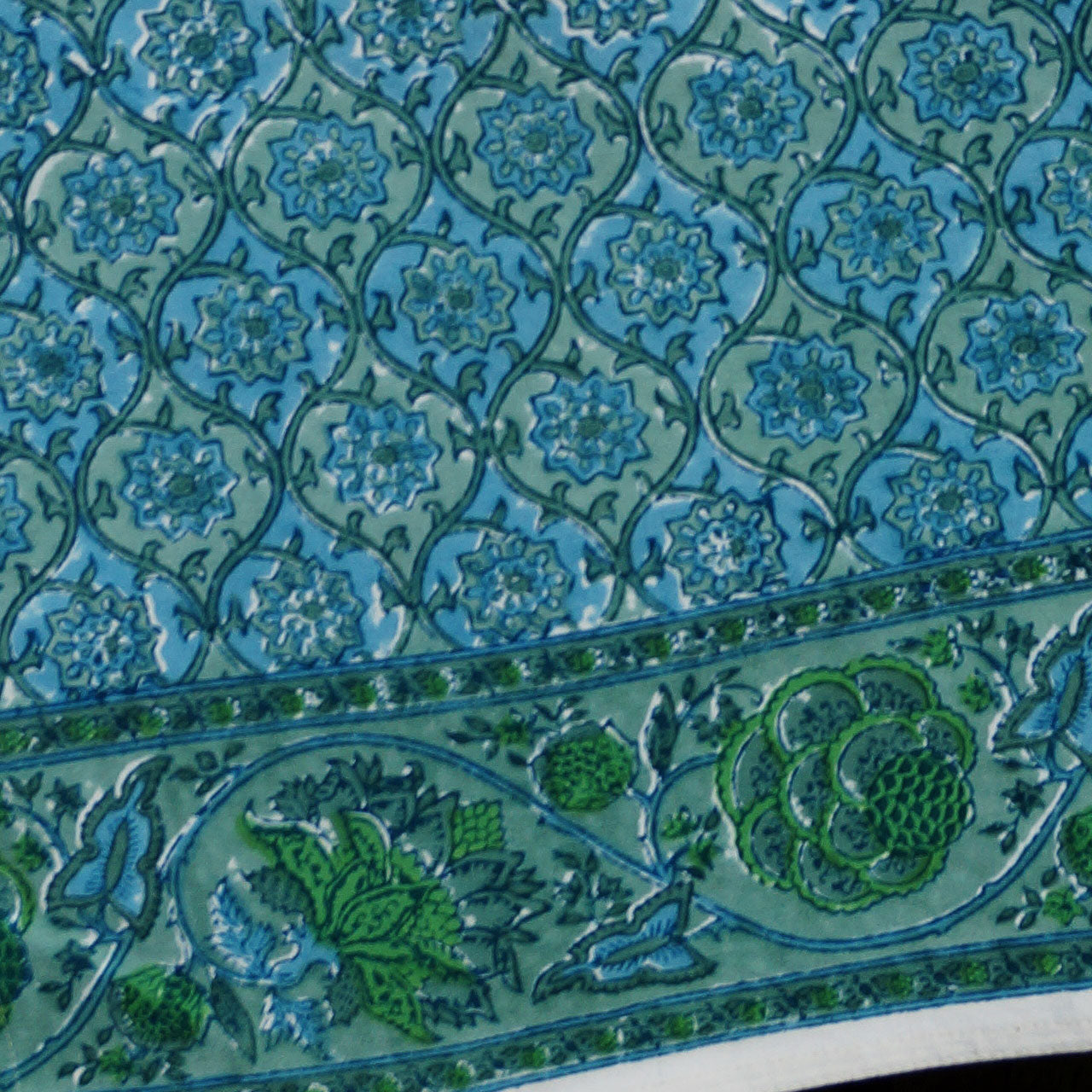 Tischläufer Blockprint Aqua Vita 45x150