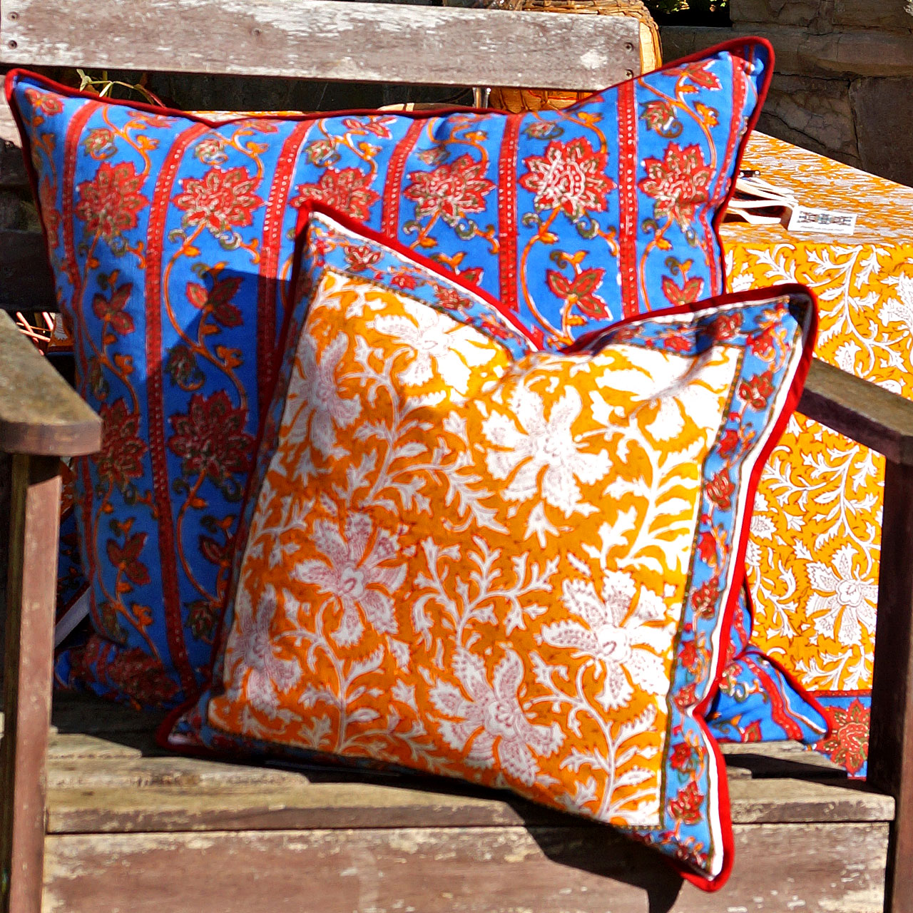 Kissenhülle Blockprint Sonnenblätter 2 40x40