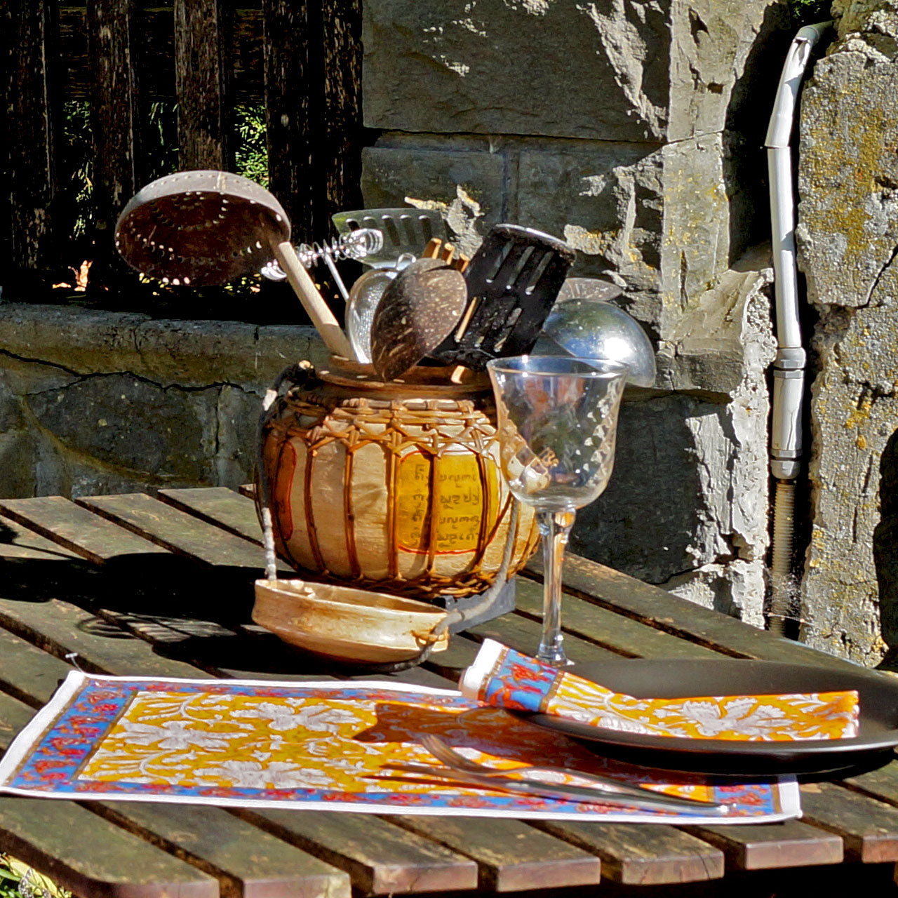 Platzsets (6 Stck.) Blockprint Sonnenblätter 2 35x45