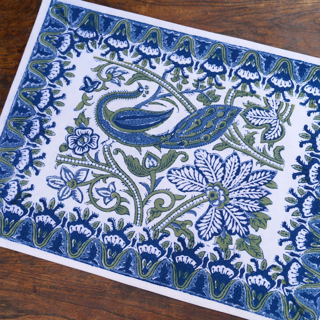 Platzsets (4 Stck.) Blockprint Peacock 35x45