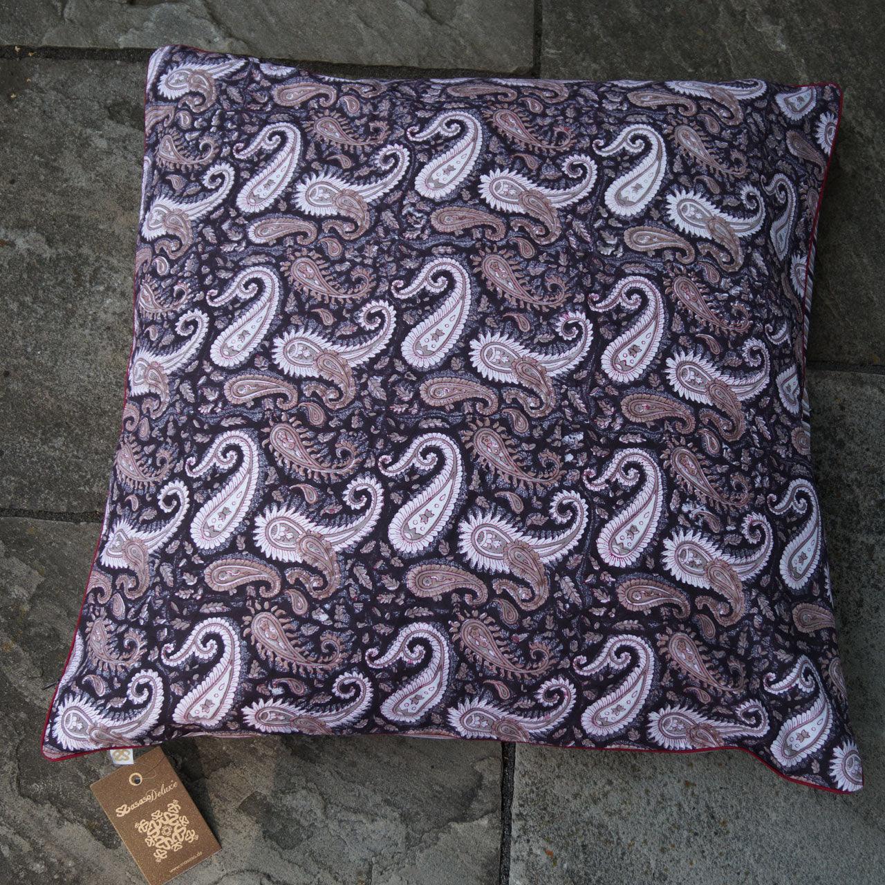 Kissenhülle Blockprint Brown Paisleyr 60x60