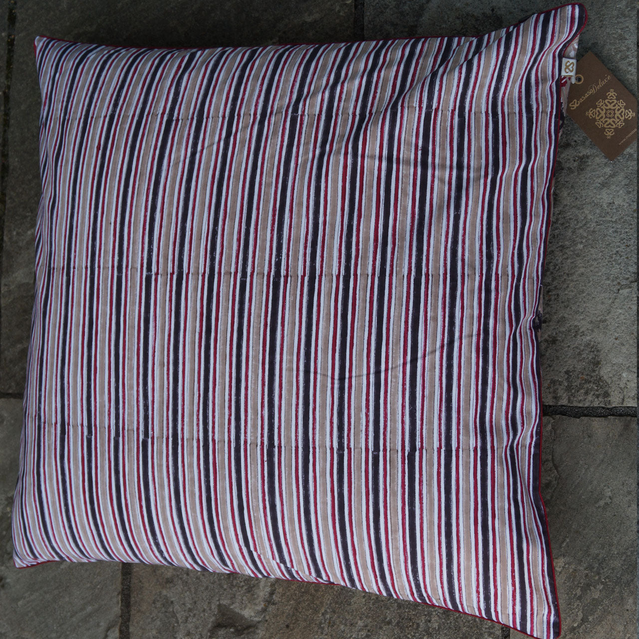 Kissenhülle Blockprint Brown/Red Paisleyr 60x60