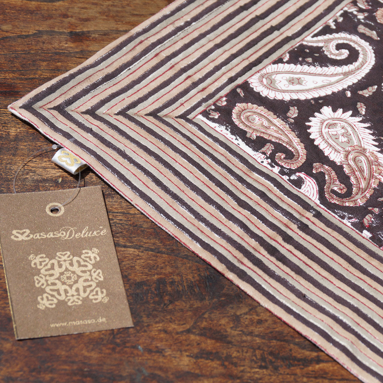 Tischdecke Blockprint Brown Paisley 90x90