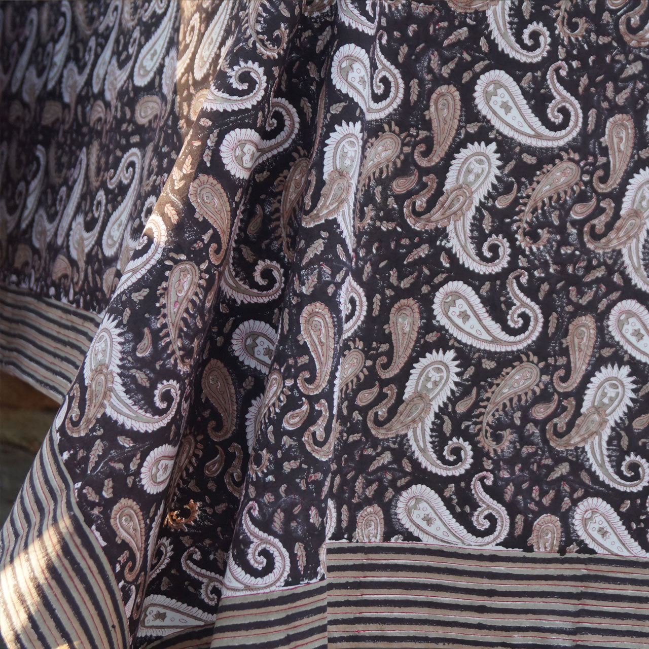 Tischdecke Blockprint Brown Paisley ca.140x220