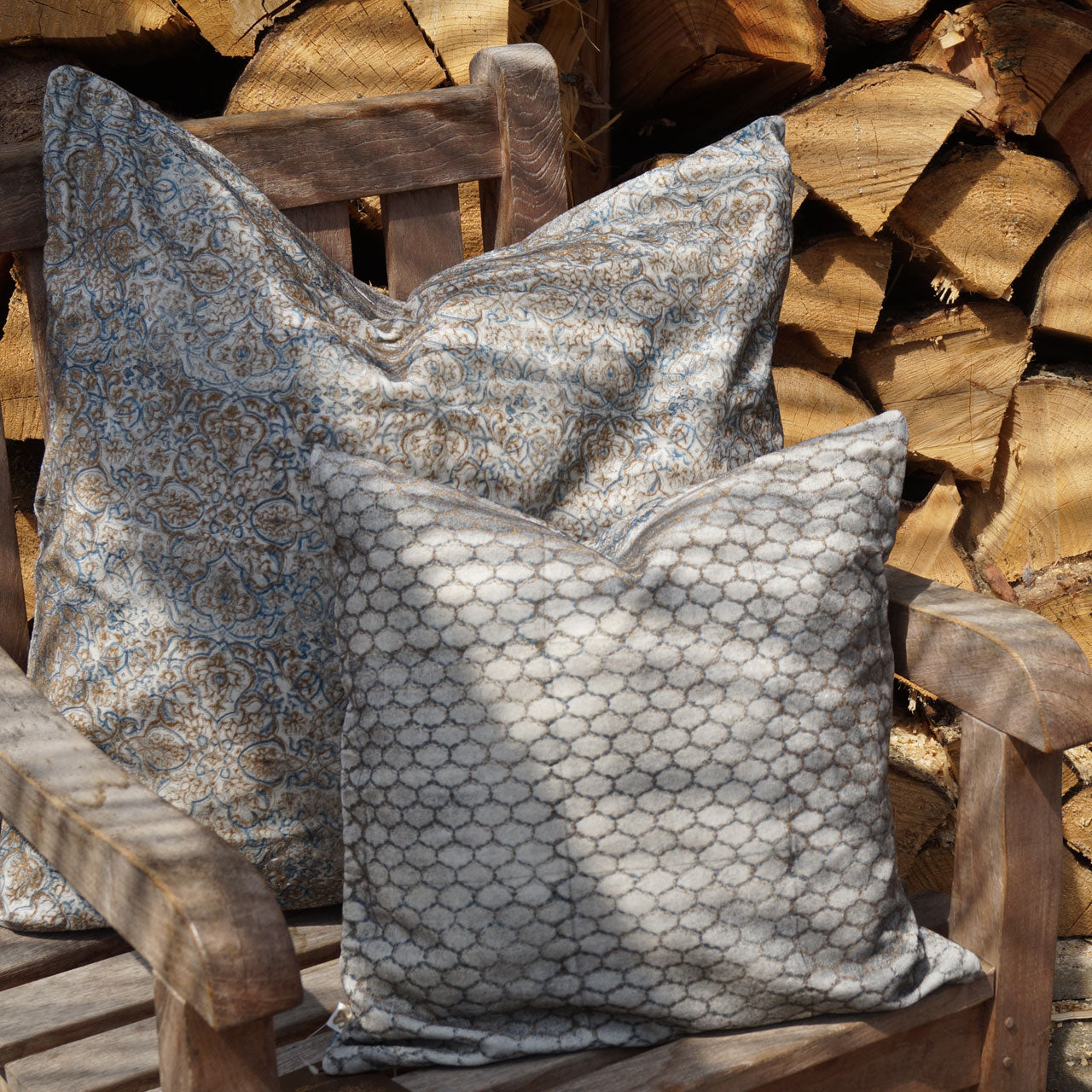 Kissenhülle Blockprint Velvet Luxor 60x60