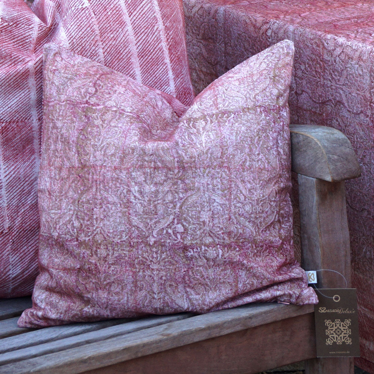 Kissenhülle Blockprint Red gold 40x40