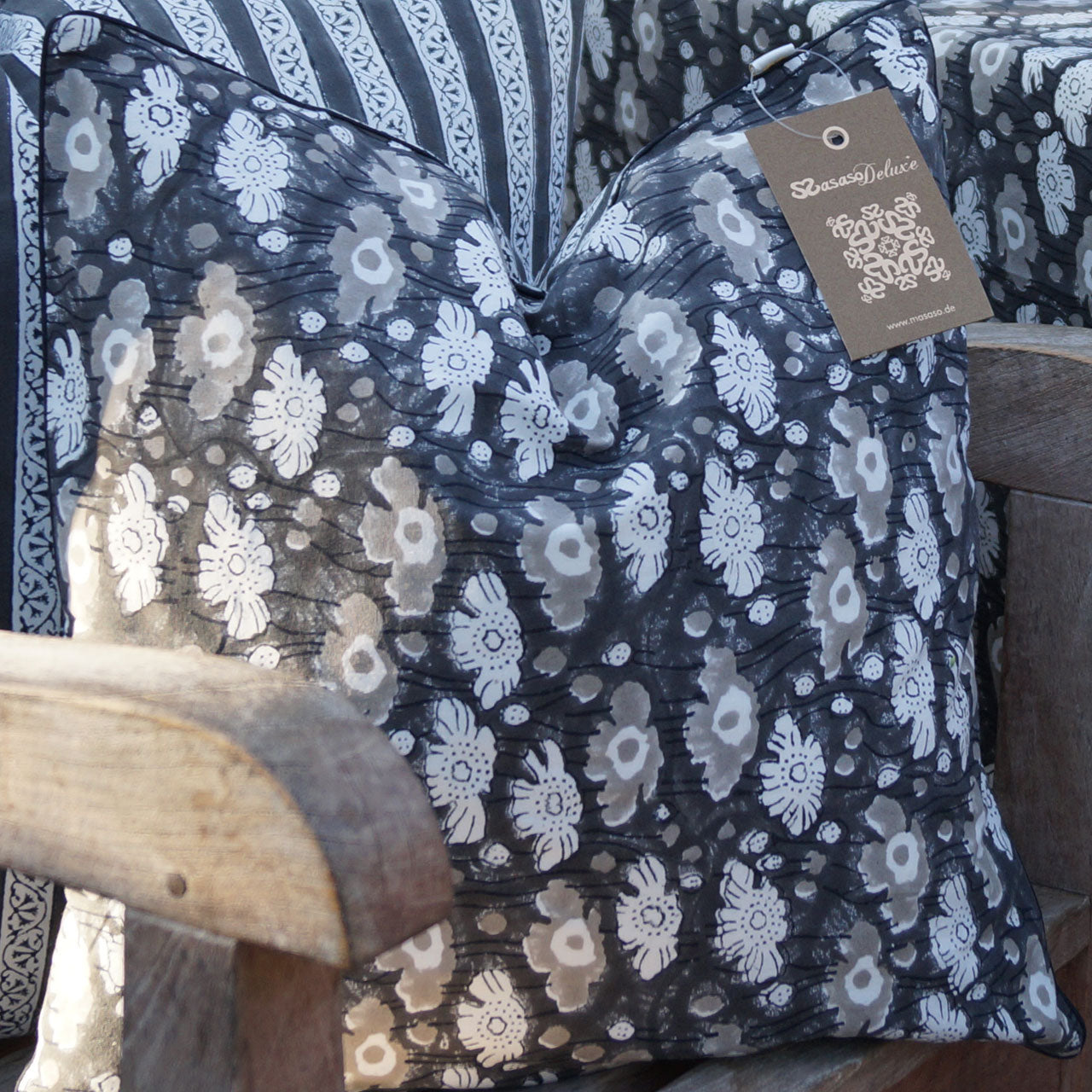 Kissenhülle Blockprint Poppy 40x40