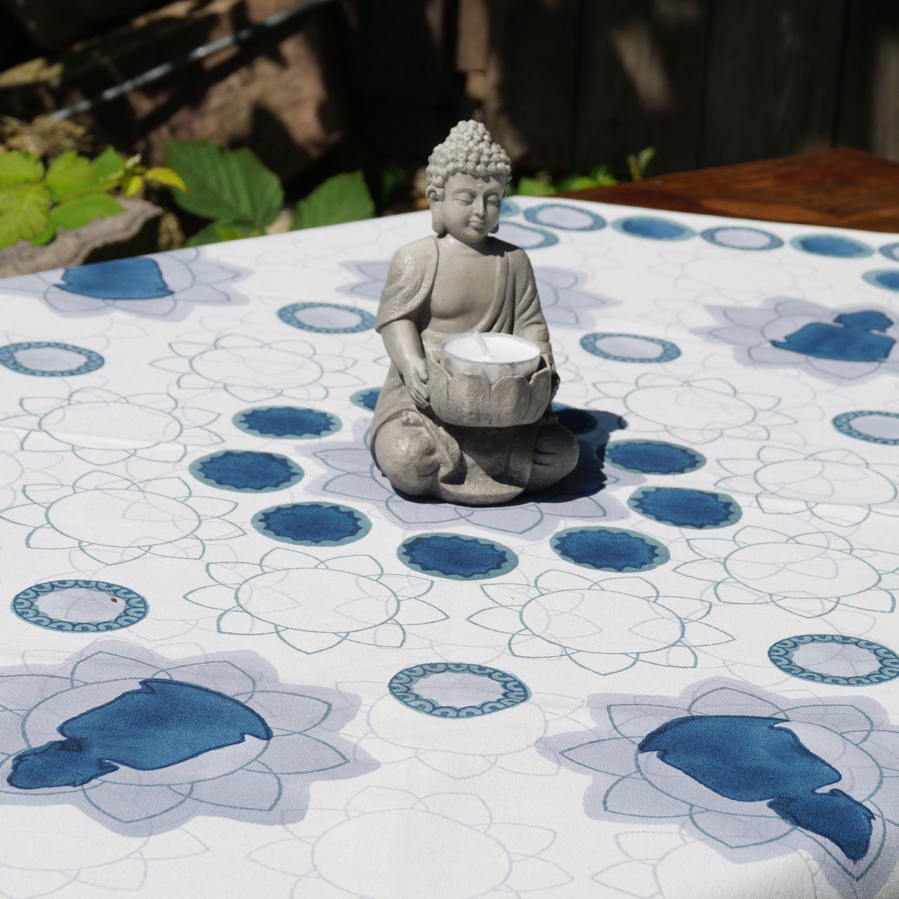 Tischdecke Blockprint Buddha 90x90