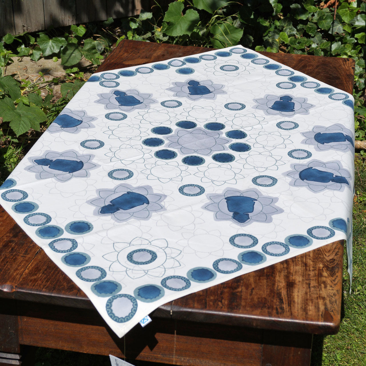 Tischdecke Blockprint Buddha 90x90