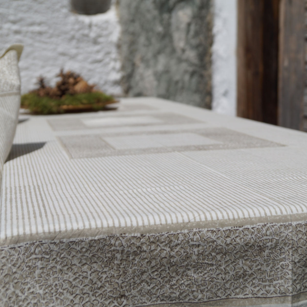 Tischdecke Blockprint Lace ca. 140x220 cm