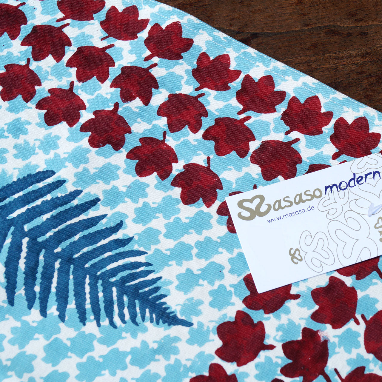 Tischdecke Blockprint Farn 90x90