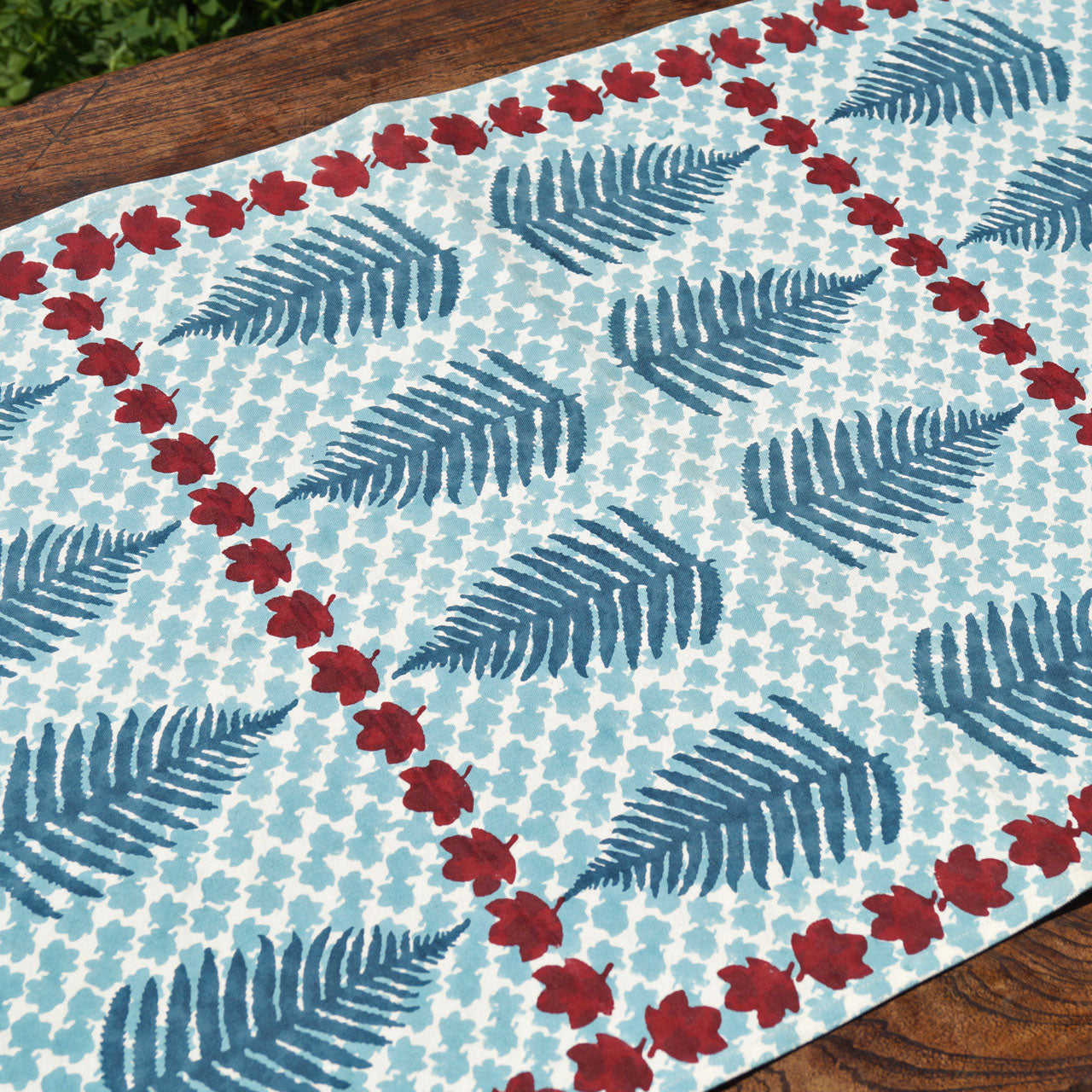 Tischläufer Blockprint Farn 45x150