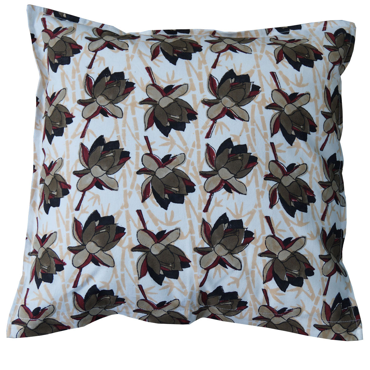 Kissenhülle Blockprint Lotus 40x40