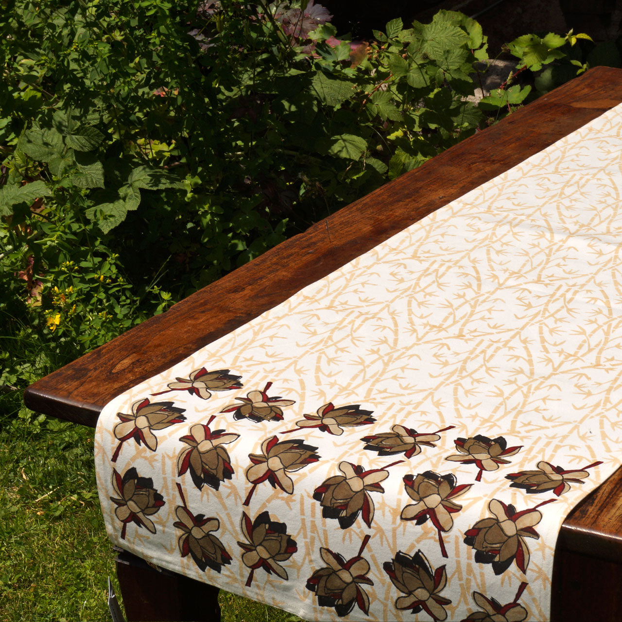 Tischläufer Blockprint Lotus II 45x150