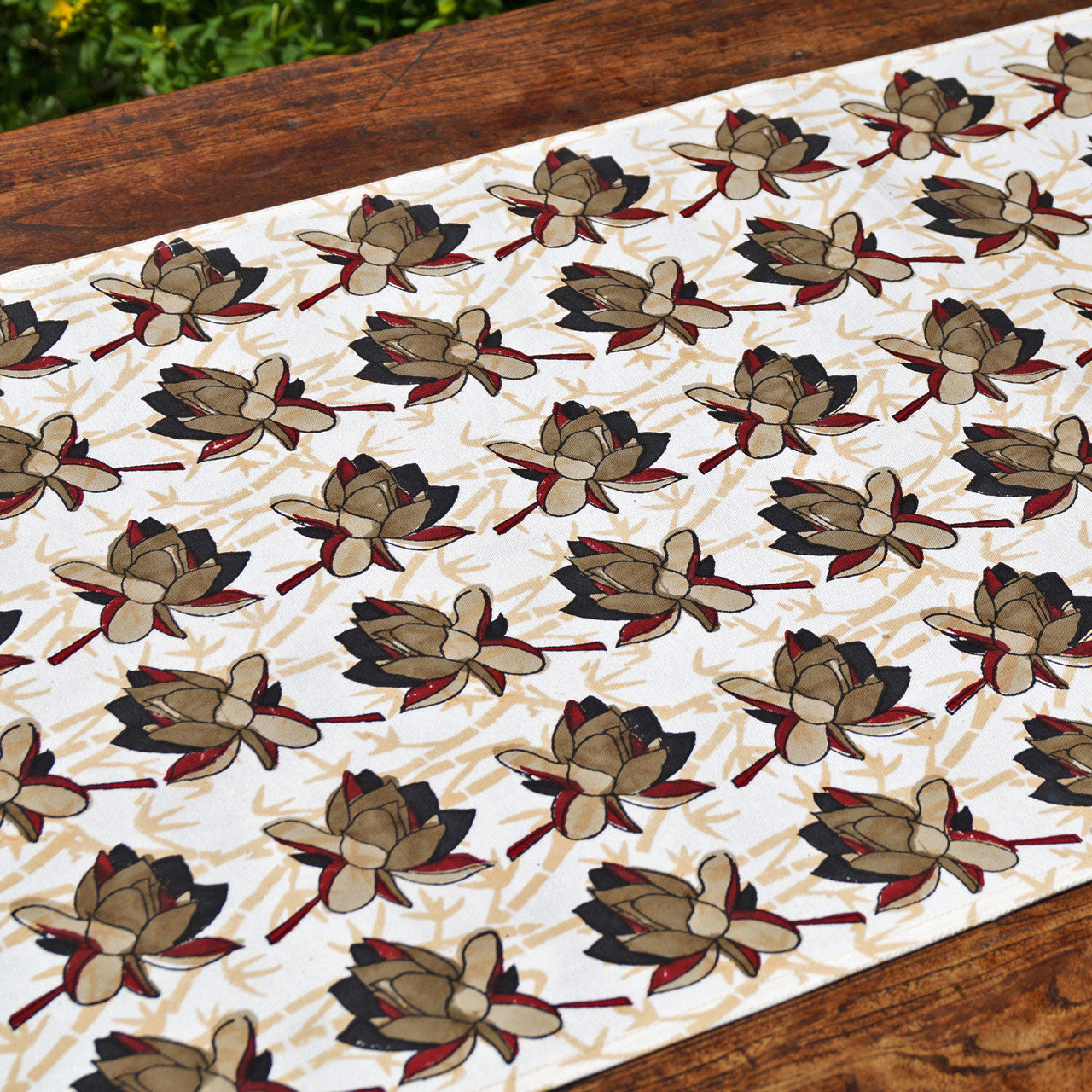 Tischläufer Blockprint Lotus I 45x150