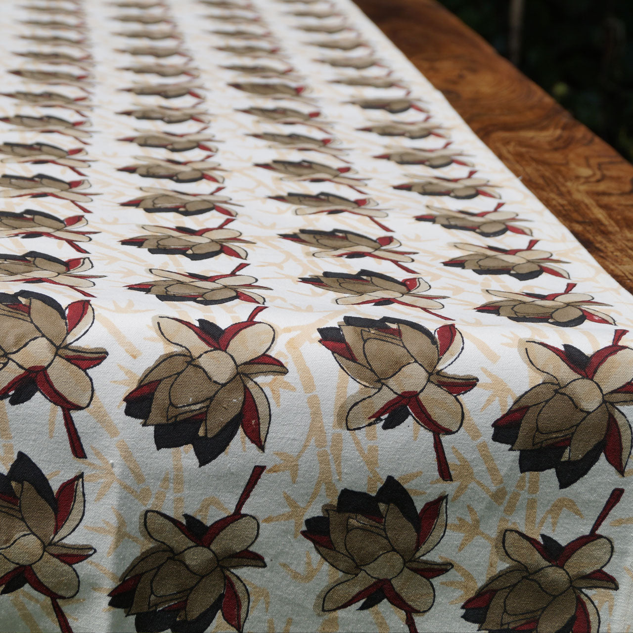 Tischläufer Blockprint Lotus I 45x150