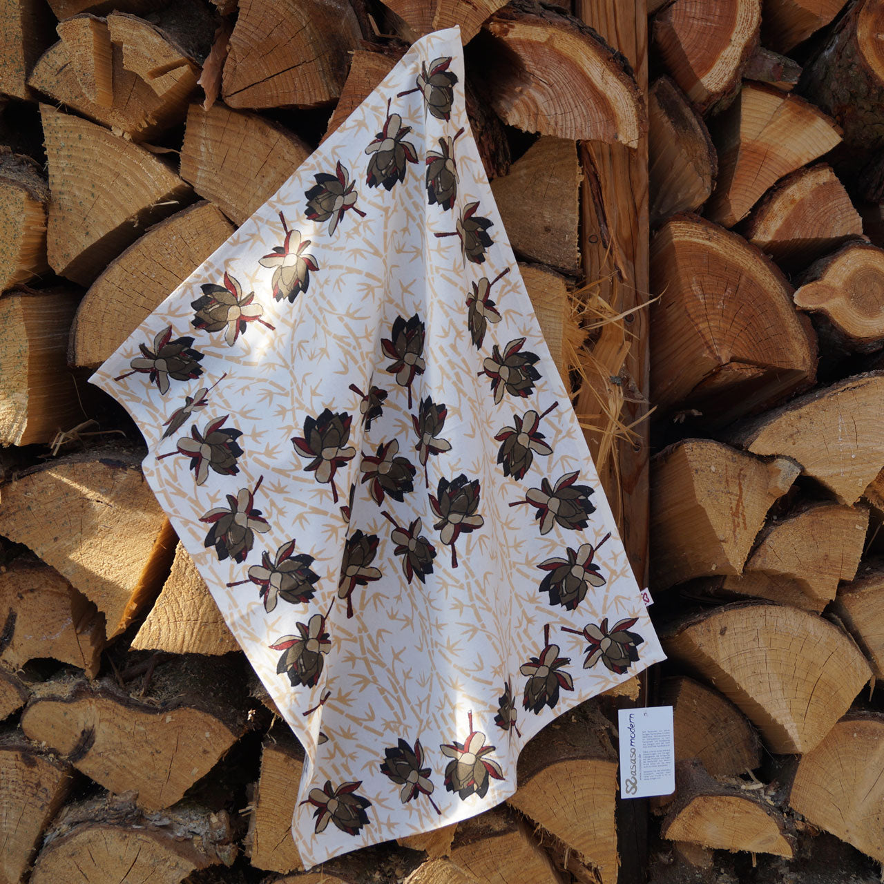 Geschirrtuch Blockprint Lotus