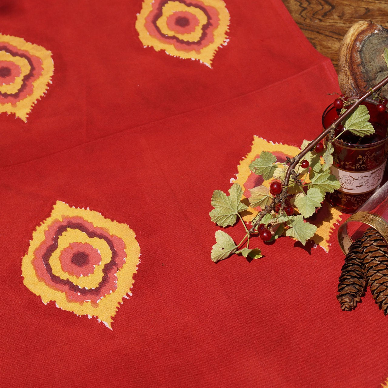 Tischläufer Blockprint Lagerfeuer 45x150