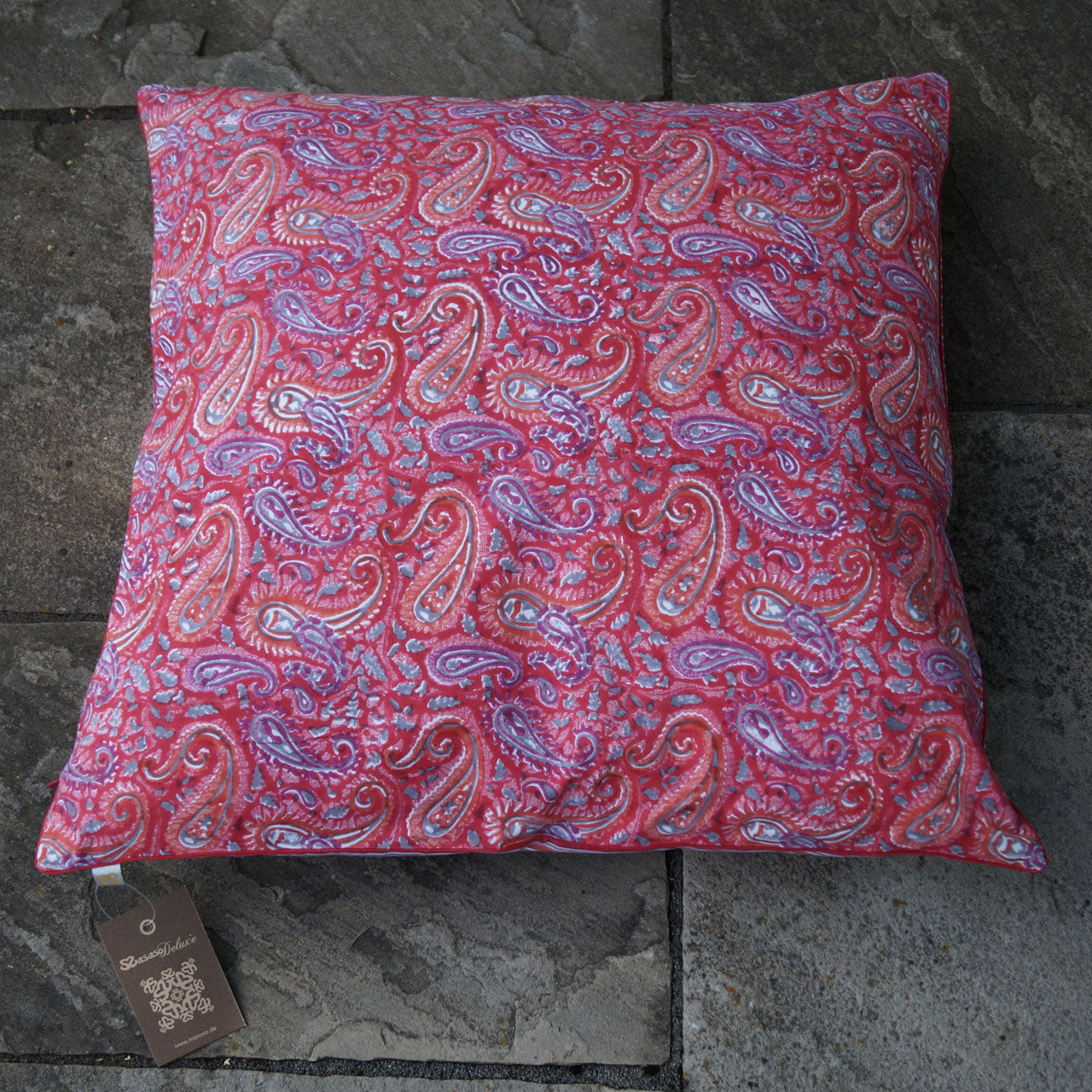 Kissenhülle Blockprint Red Paisley 60x60