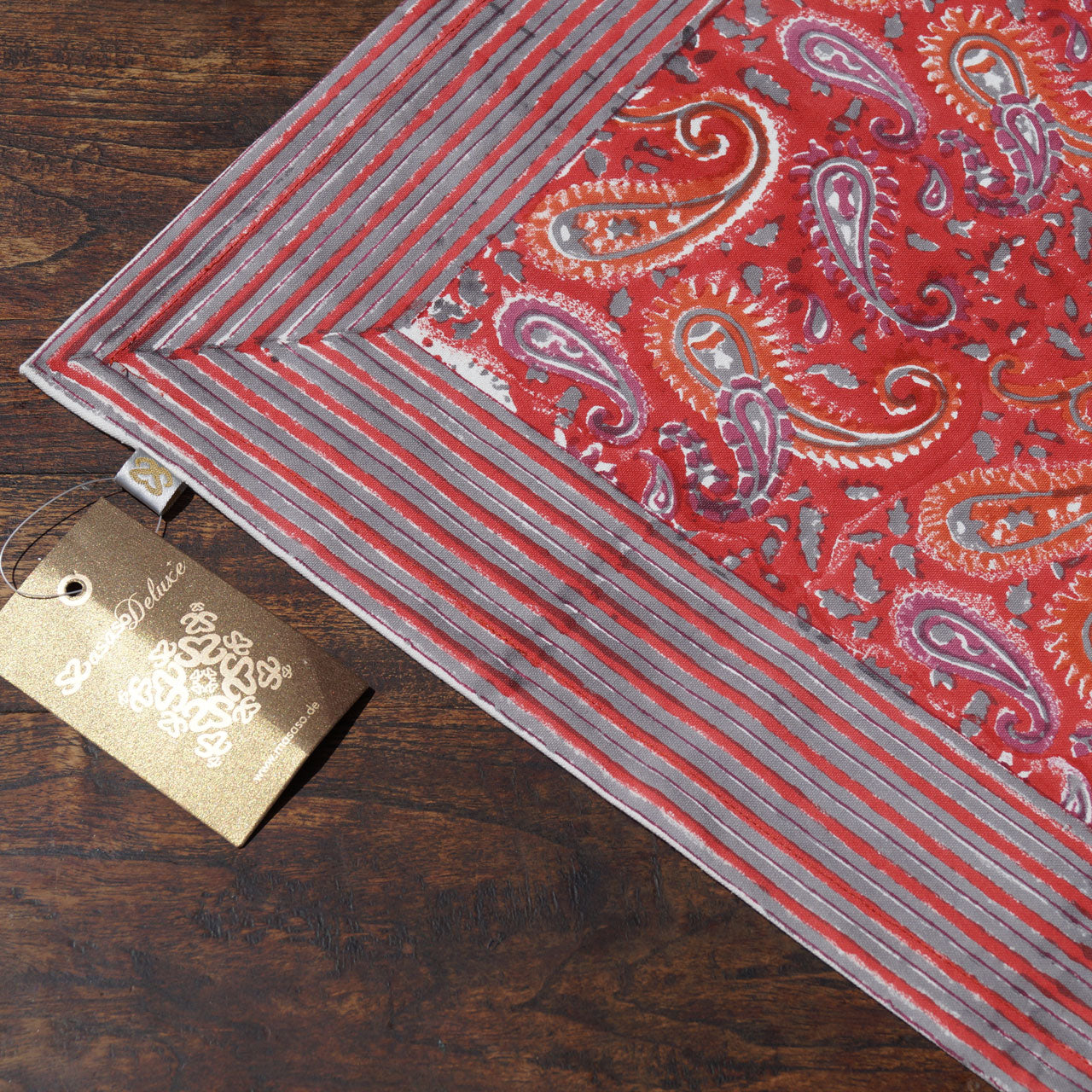 Tischdecke Blockprint Red Paisley 90x90