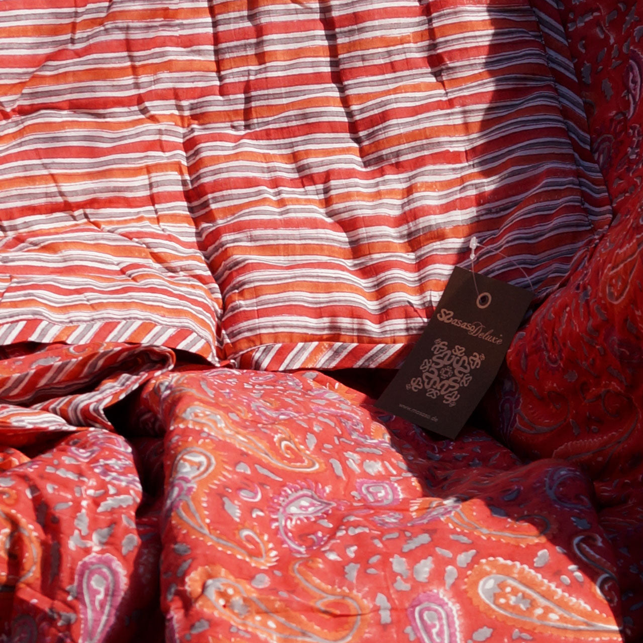 Steppdecke Blockprint Red Paisley 150x225 cm