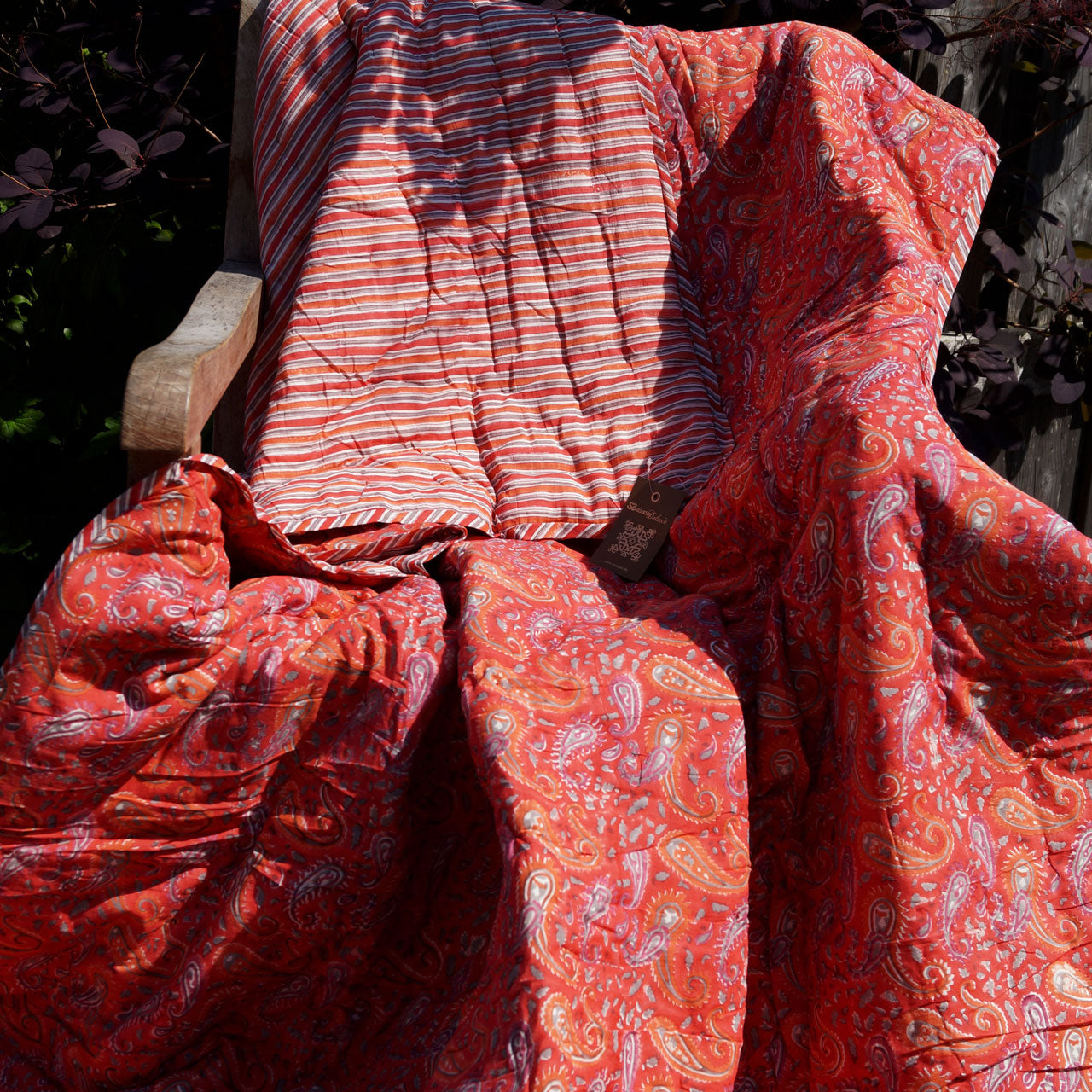 Steppdecke Blockprint Red Paisley 150x225 cm