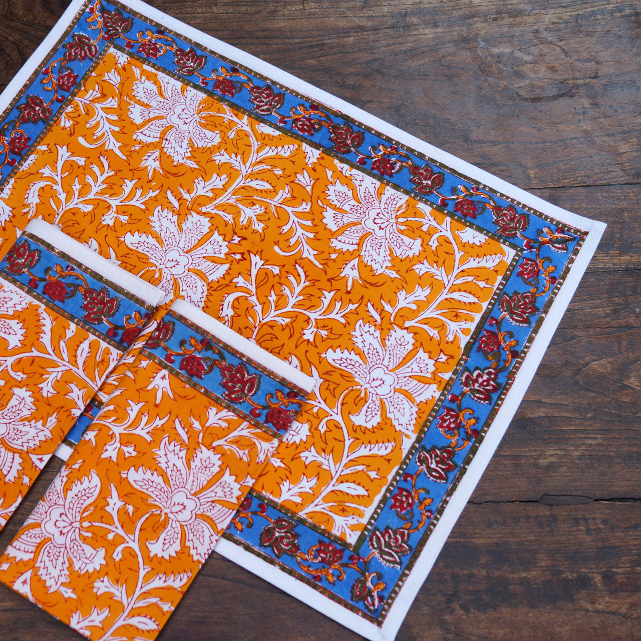 Servietten (6 Stck.) Blockprint Sonnenblätter 45x45