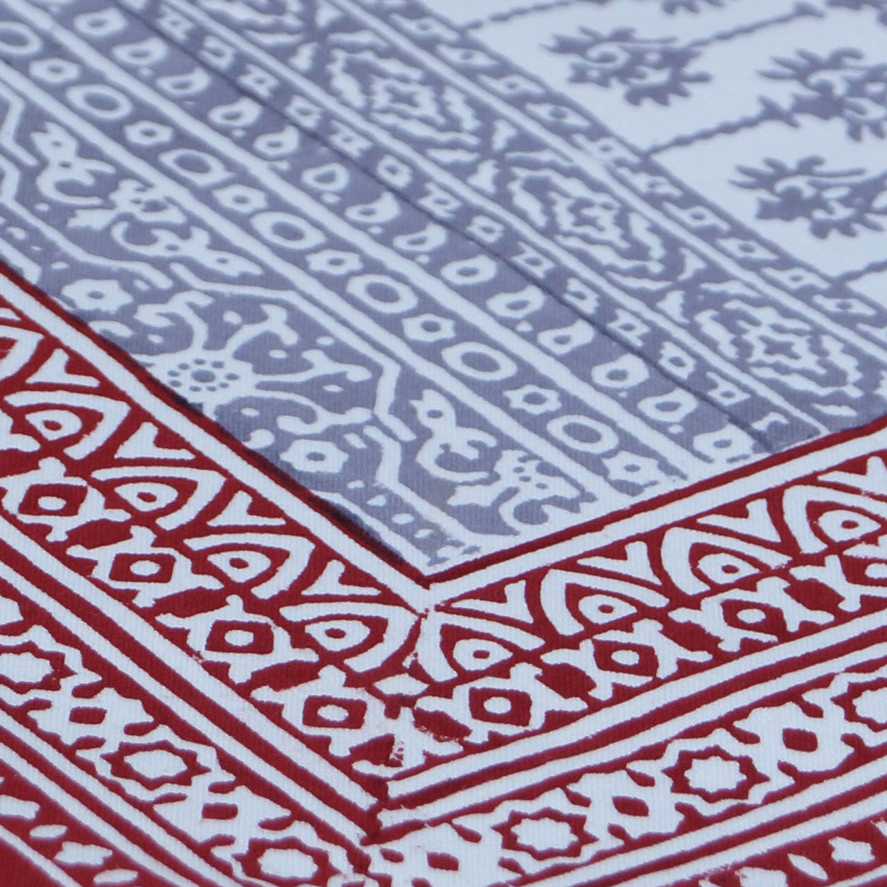 Tischdecke Blockprint Red/Tealblue 90x90