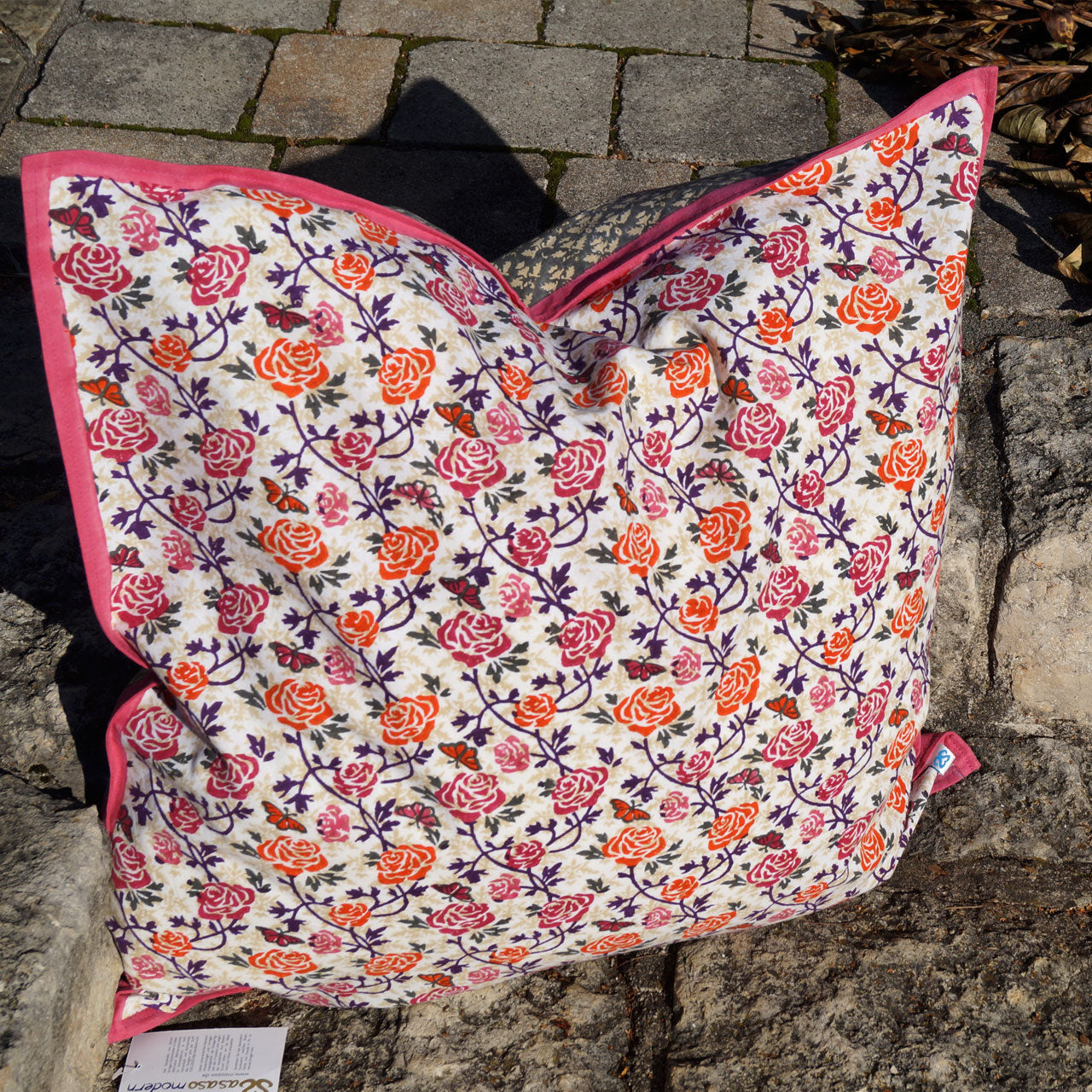 Kissenhülle Blockprint Rose 60x60