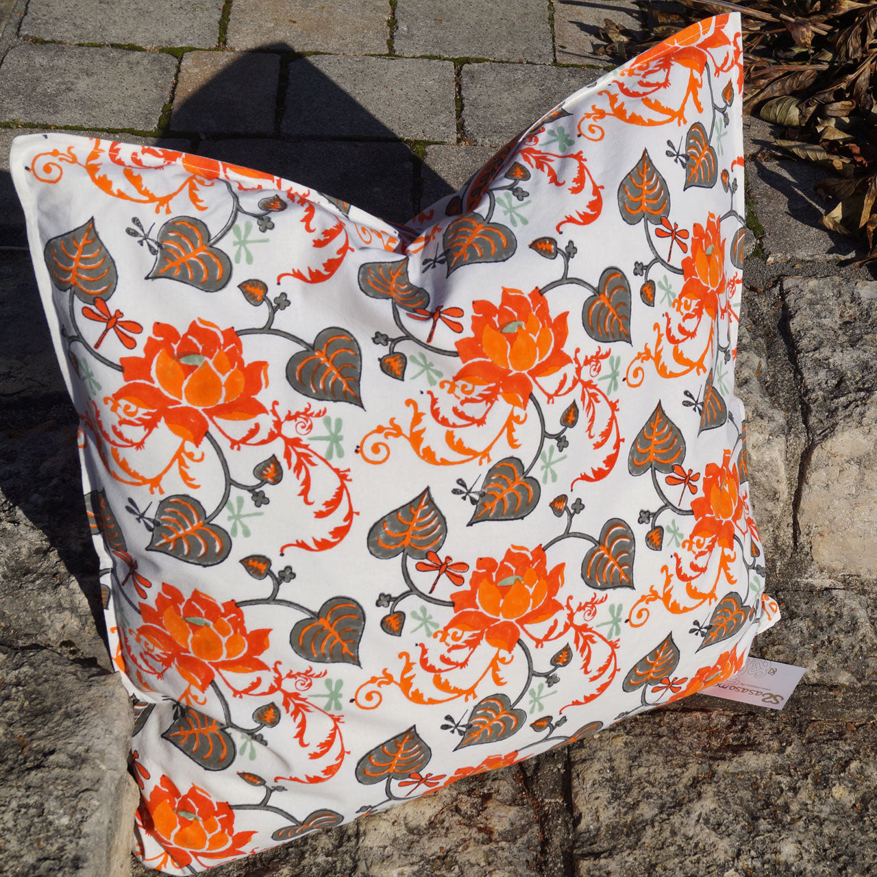 Kissenhülle Blockprint Waterlily 60x60