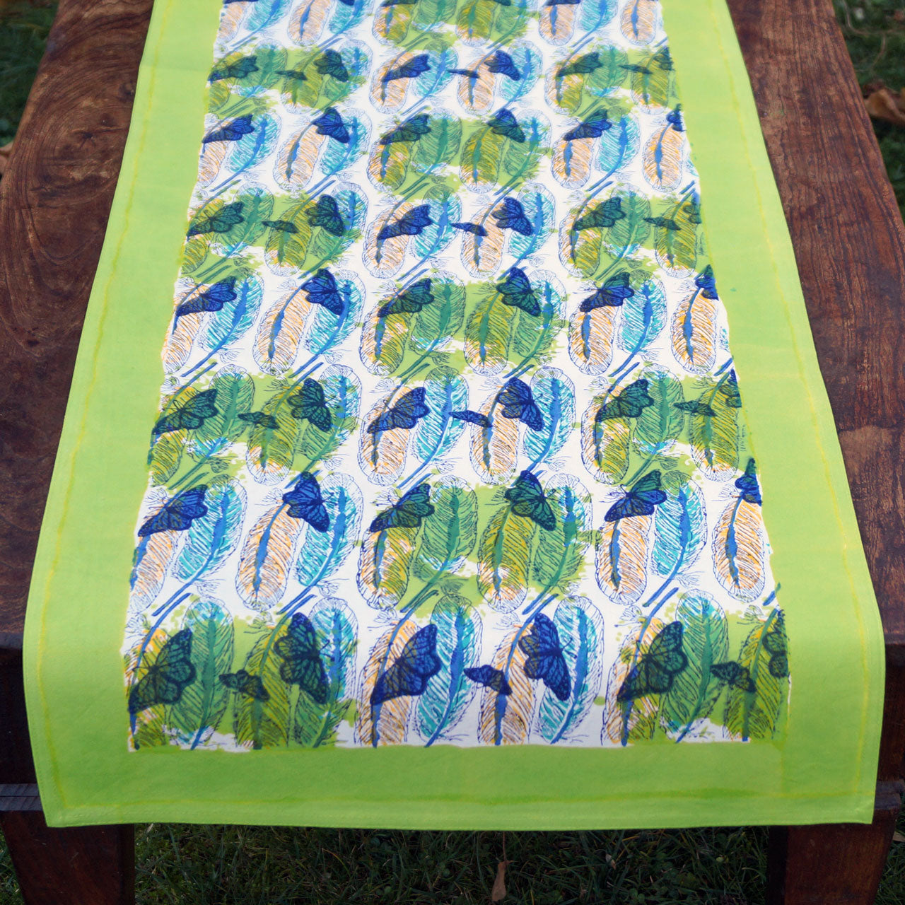 Tischläufer Blockprint Feather 45x150