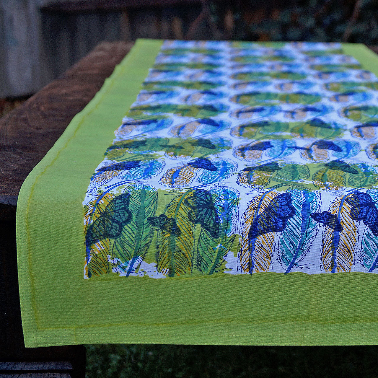 Tischläufer Blockprint Feather 45x150