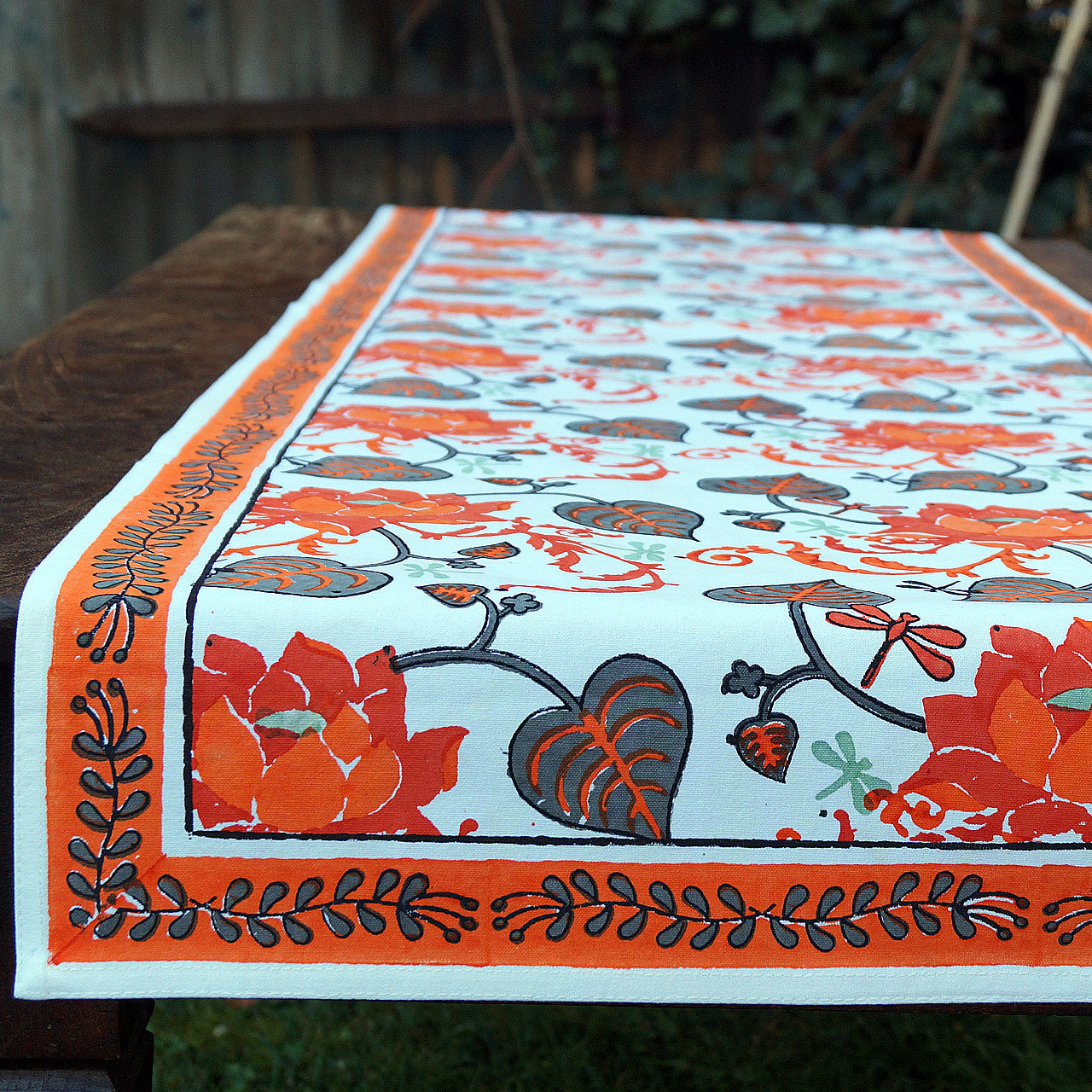 Tischläufer Blockprint Waterlily 45x150