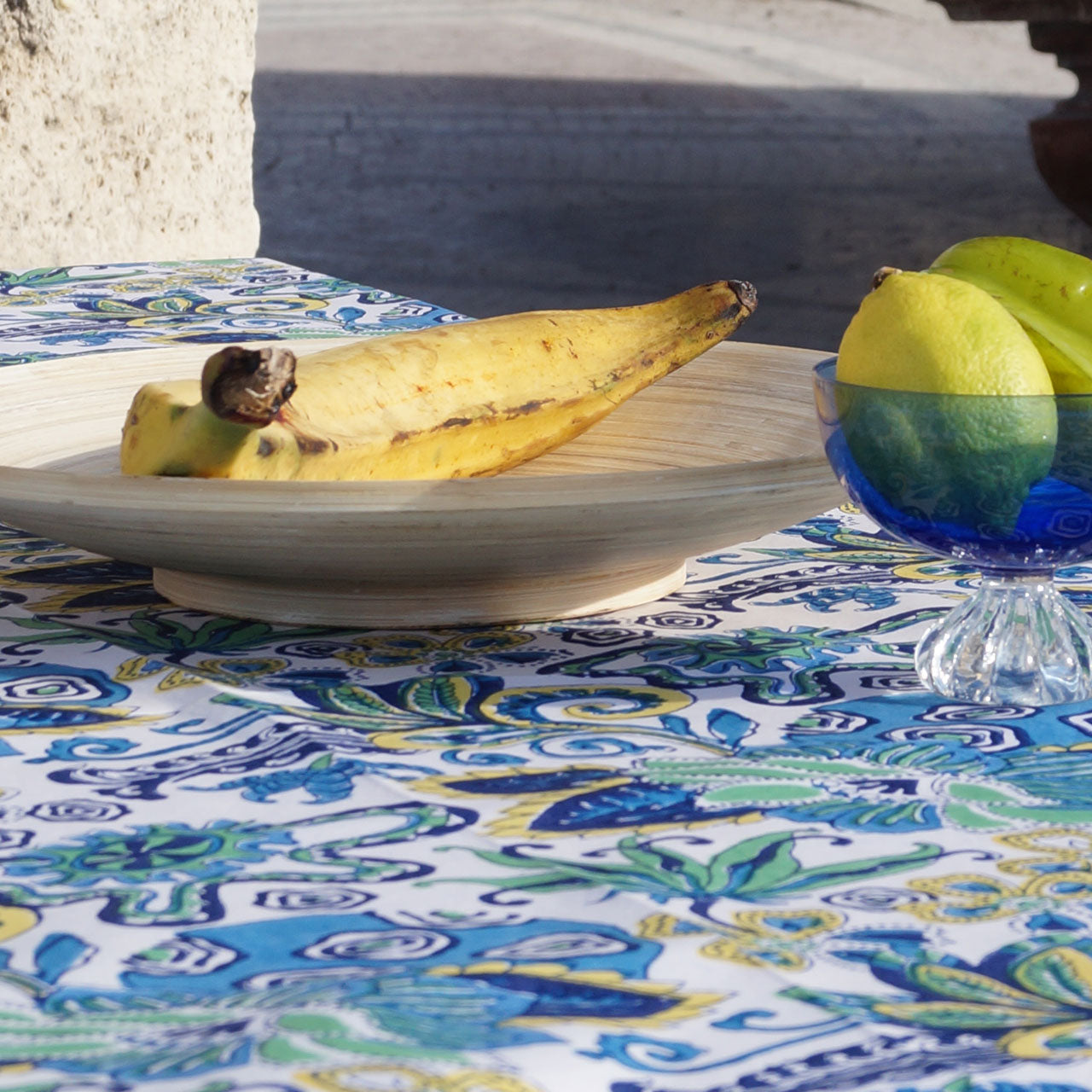 Tischdecke Blockprint Modern Blue 180x270 cm