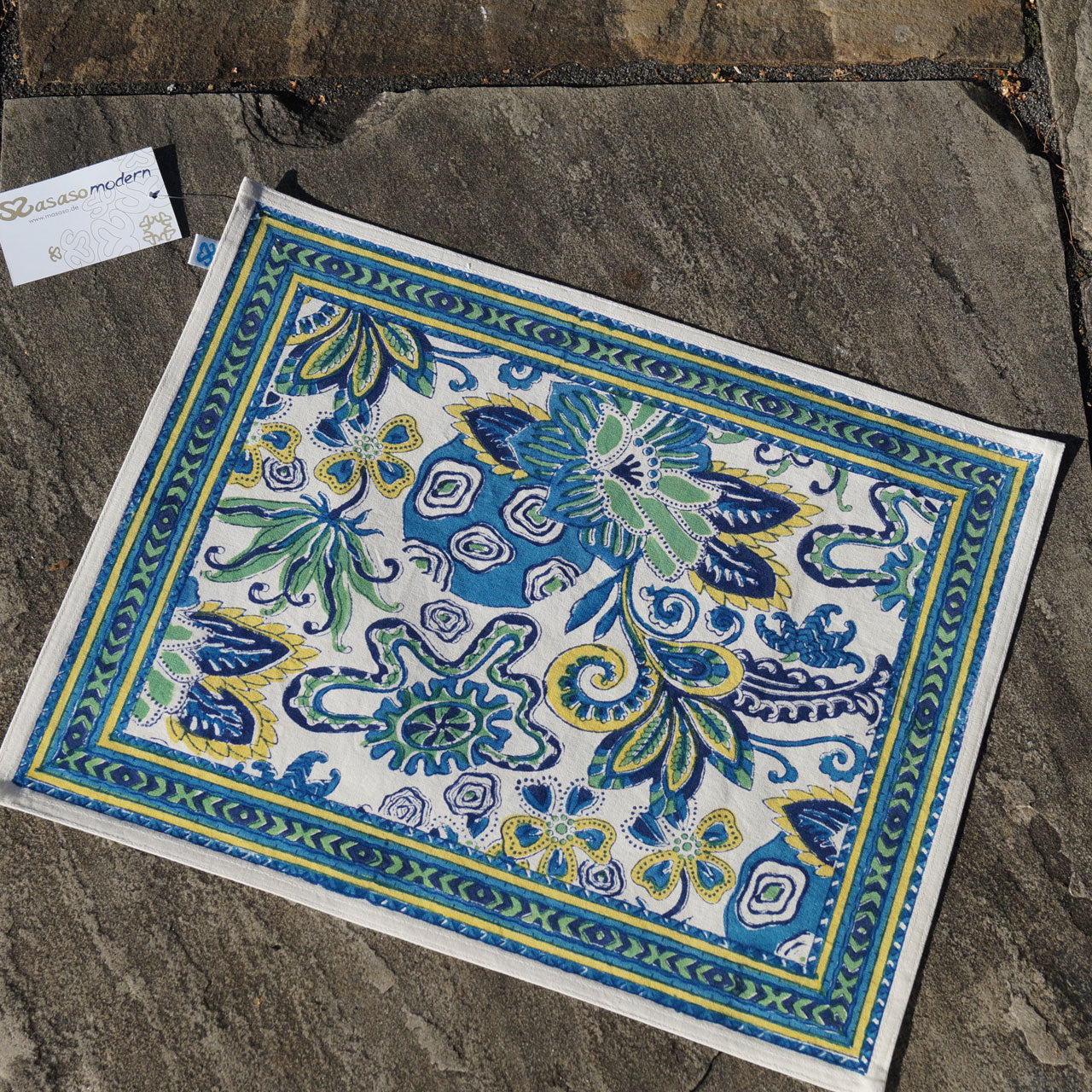Platzsets (4 Stck.) Blockprint Modern Blue 35x45