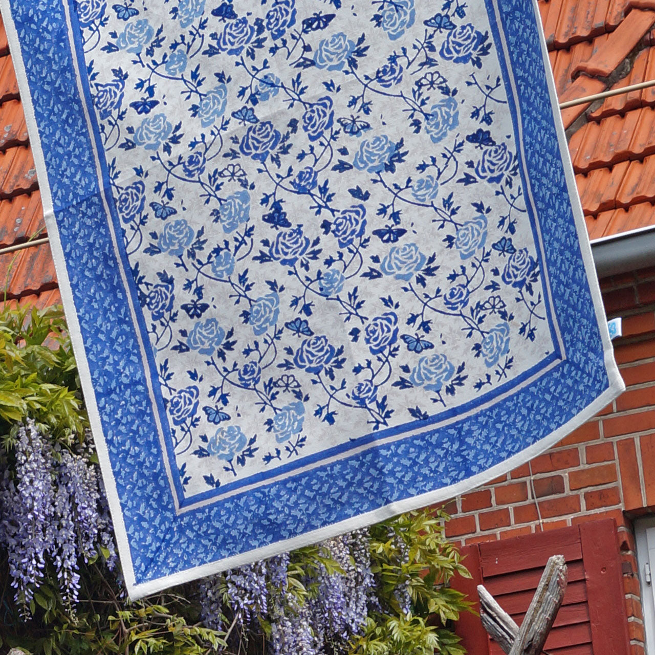 Geschirrtuch Blockprint Blue Rose