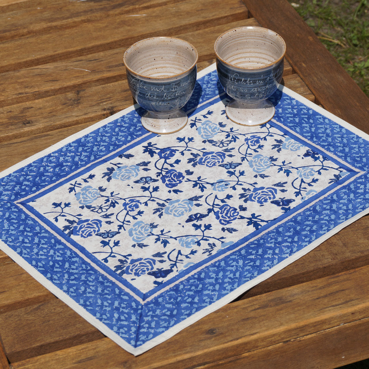 Platzsets (4 Stck.) Blockprint Blue Rose 35x45