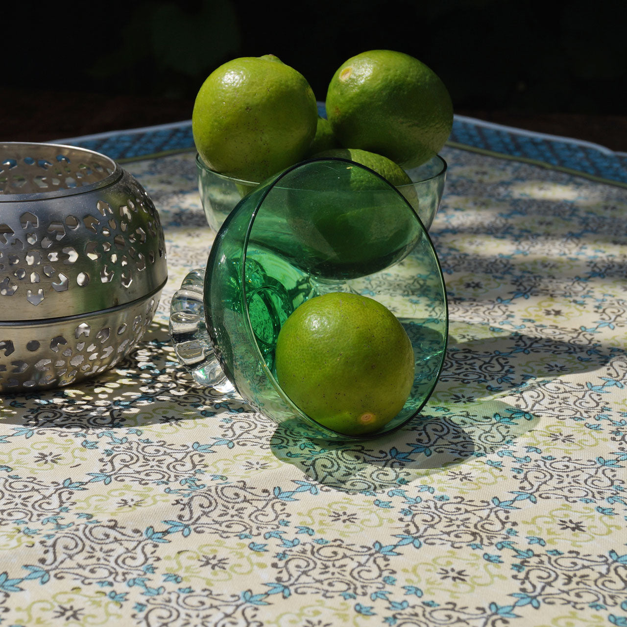 Tischdecke Stempeldruckt Winter 90x90