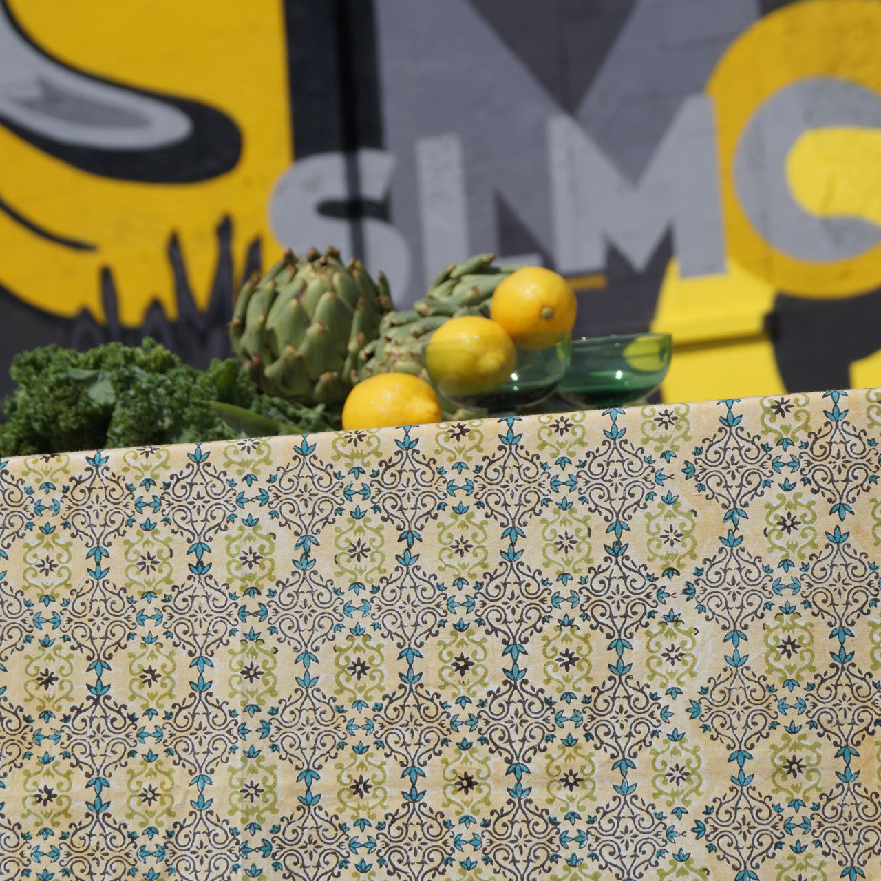 Tischdecke Stempeldruck Winter 140x220