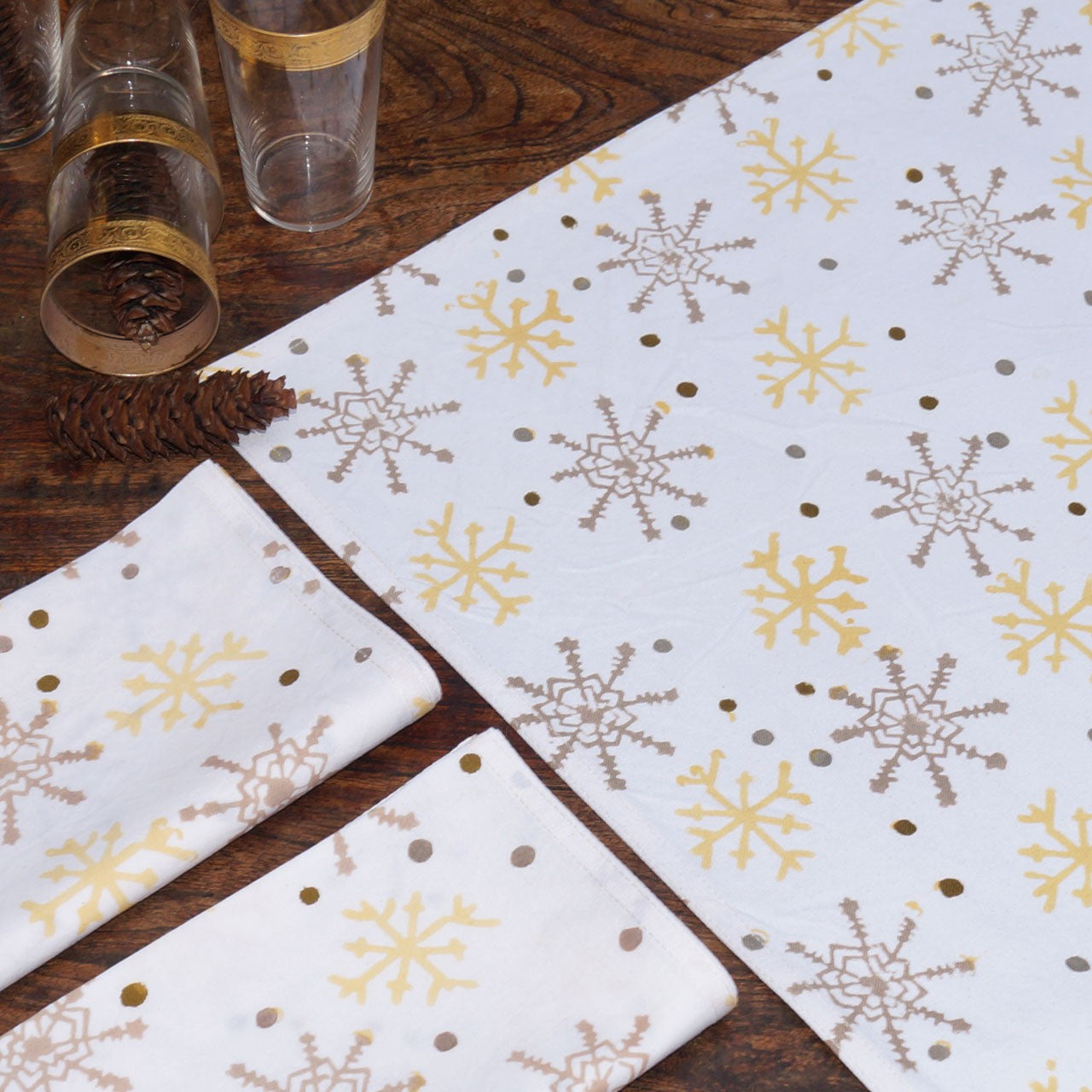 Platzsets (6 Stck.) Blockprint Snowflake 35x45