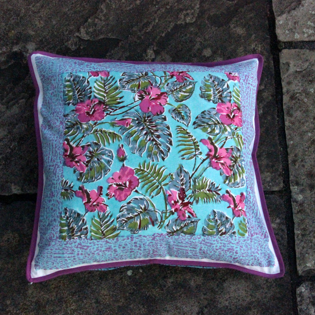 Kissenhülle Tropical Stempeldruck 40x40