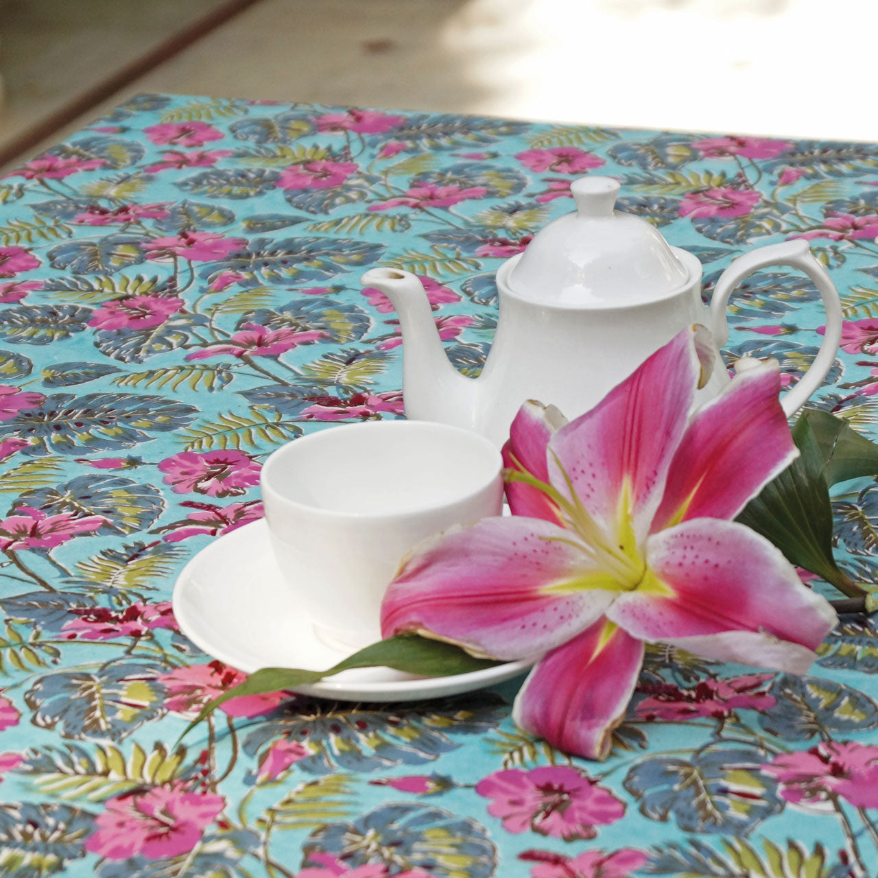 Tischdecke Tropical Stempeldruck140x220