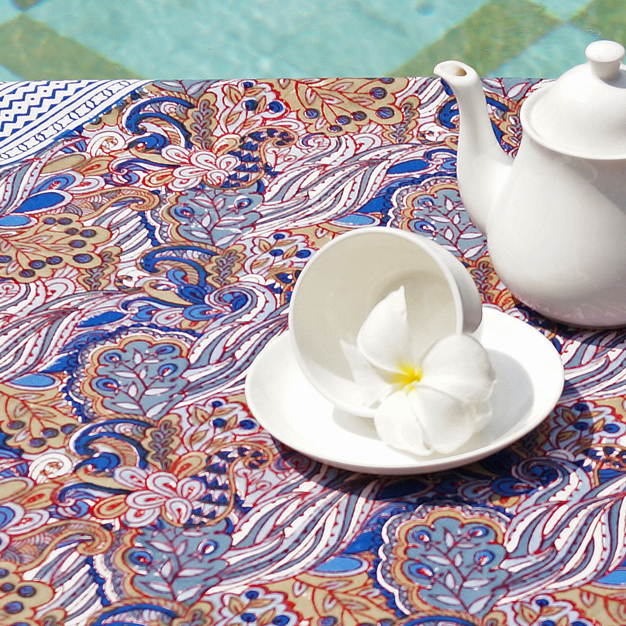 Tischdecke Boho Stempeldruck 90x90