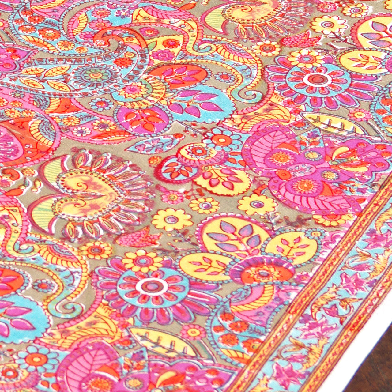 Tischdecke Pink Paisley Stempeldruck 90x90