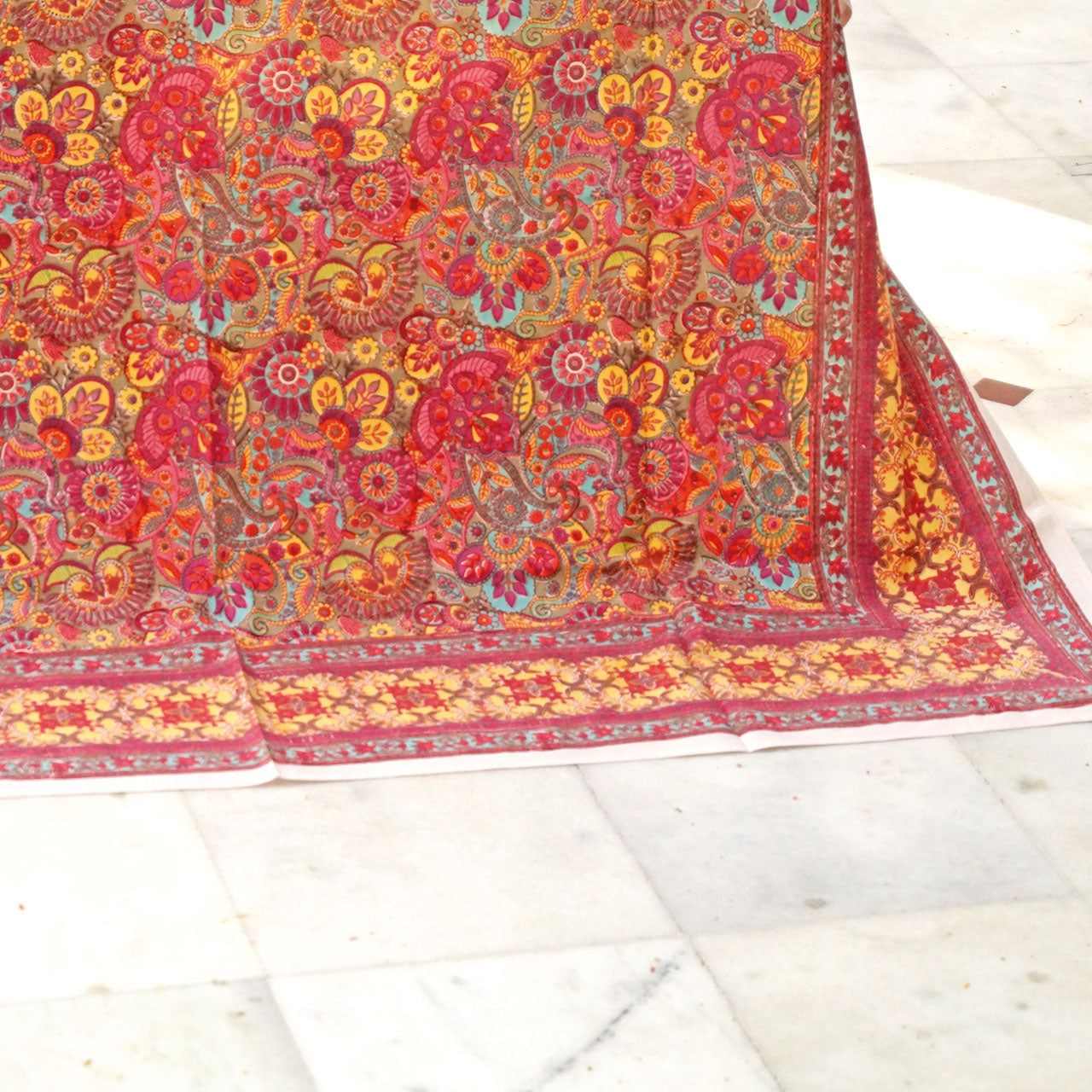 Tischdecke Blockprint Pink Paisley ca.180x270