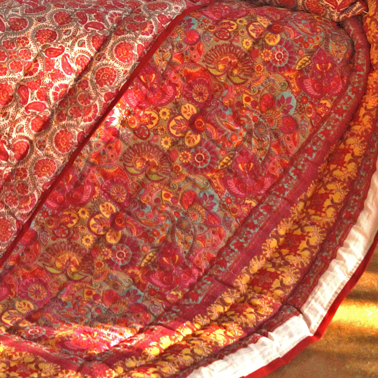 Steppdecke Pink Paisley Stempeldruck 225x270 cm
