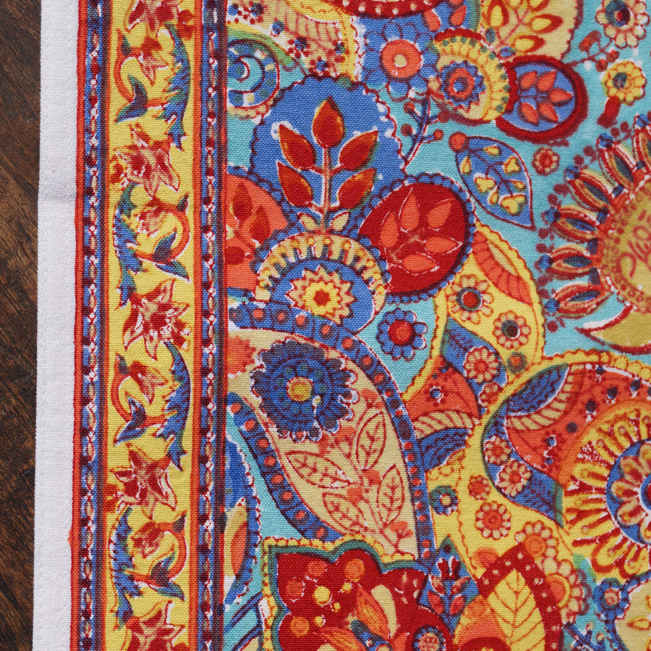 Tischdecke Blue Paisley Stempeldruck 90x90