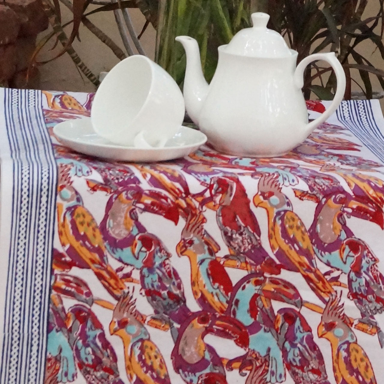 Tischläufer Parrot Stempeldruck 45x150