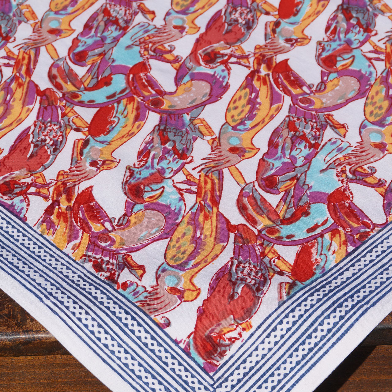 Tischdecke Parrot Stempeldruck 90x90